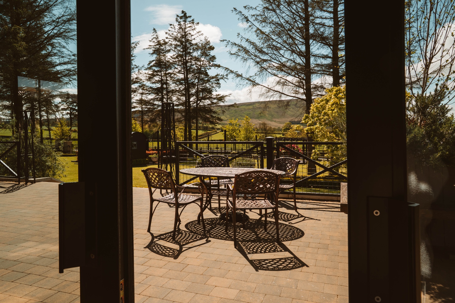 Terrace seating with views across the Sperrins countryside
