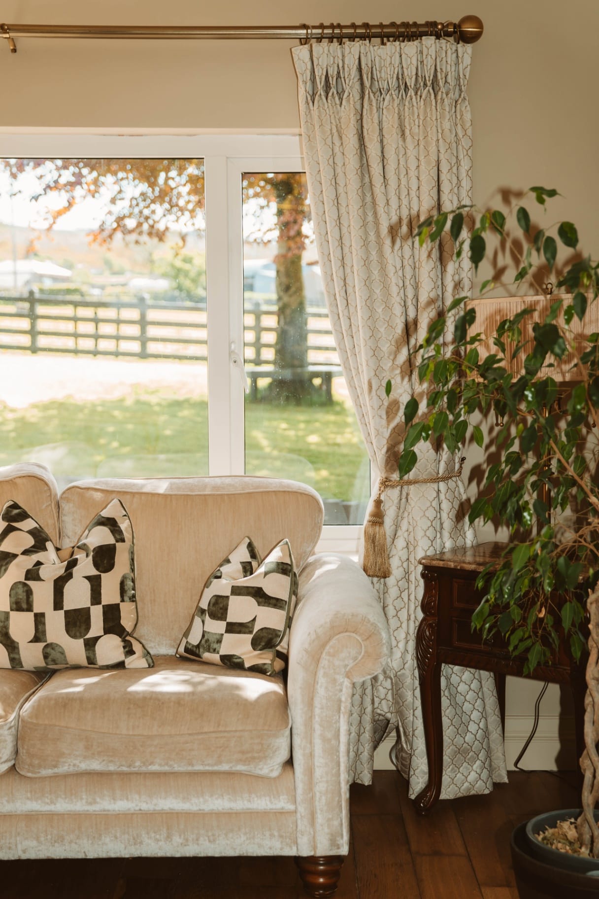 Farmhouse loveseat by the window