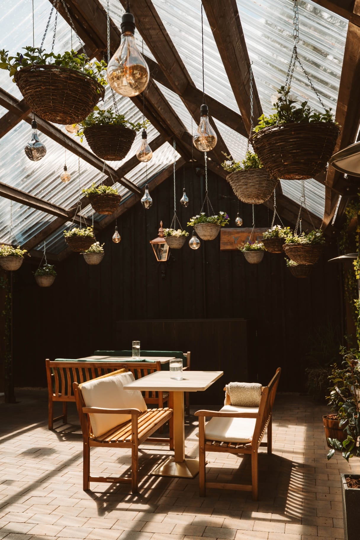 The Pergola lounge under hanging florals