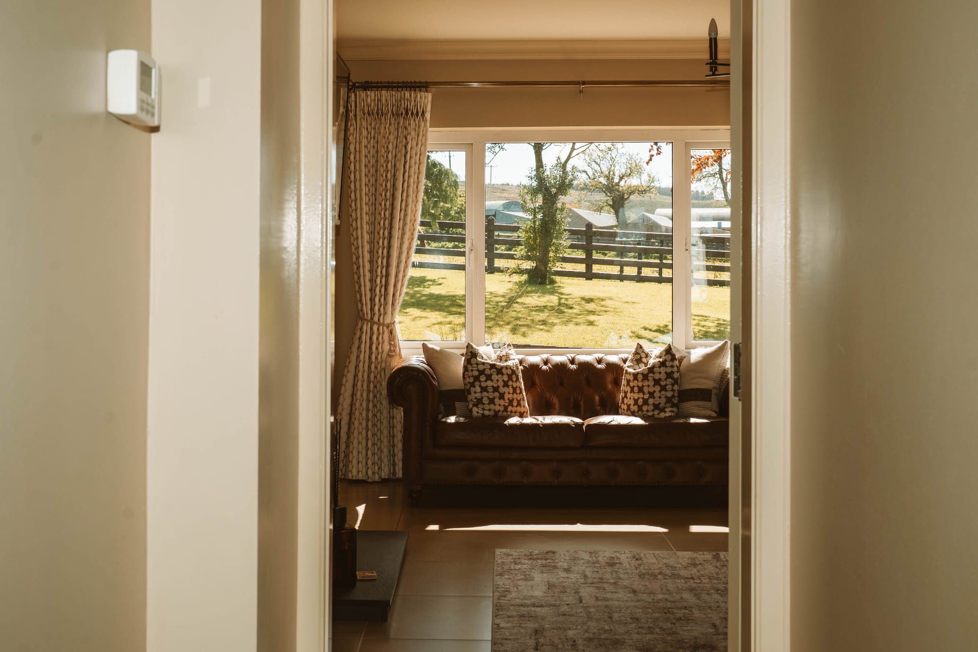 Farmhouse lounge view through doorway