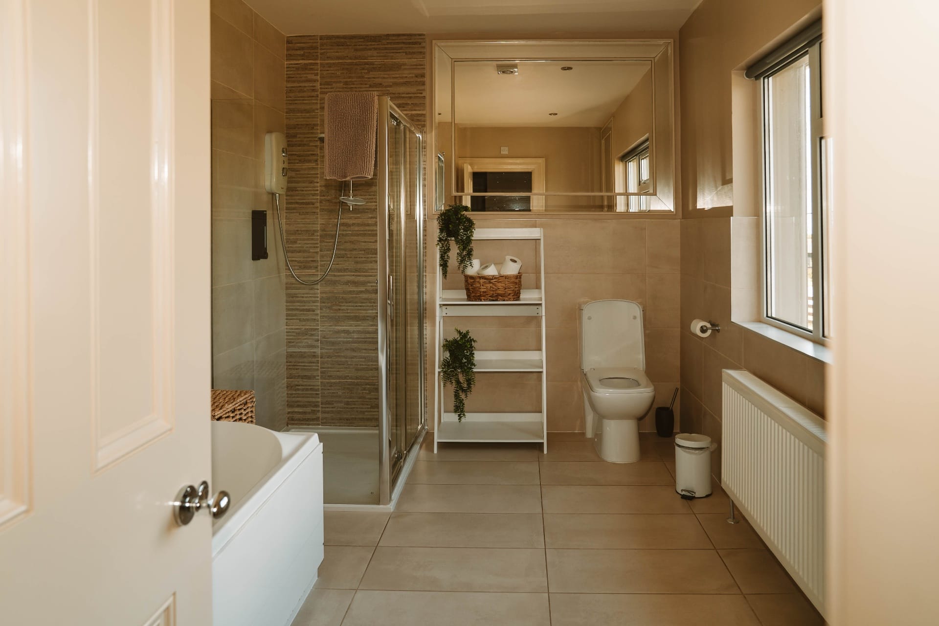 Farmhouse ensuite bathroom with walk-in shower
